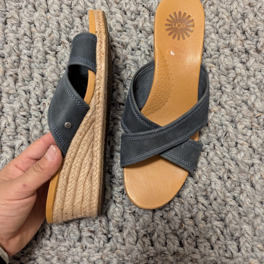 UGG Crisscross Slide Sandals in Dark Gray with Tan Footbed - Picture 6 of 6